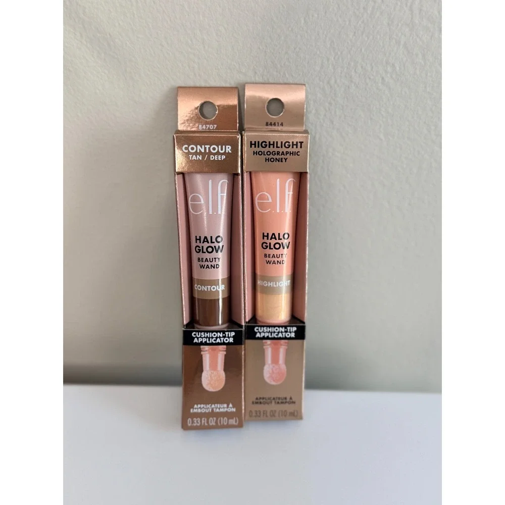 e.l.f. Halo Glow Beauty Wand Set Women 0.33oz Tan Deep Holographic Honey NWT